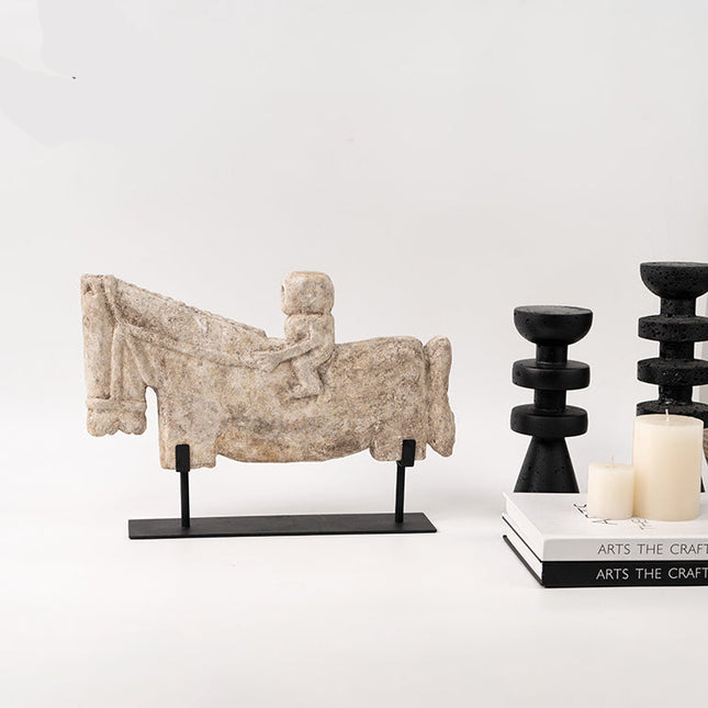 Modern Stone-Finish Horse Figurine – Elegant Resin Accent for Home & Office Décor