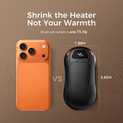 Rechargeable Hand Warmers 2 Pack with LED Light and Double Sided Heating for Outdoor Use