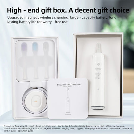 Rechargeable Electric Toothbrush with 6 Cleaning Modes & Wireless Magnetic Charging