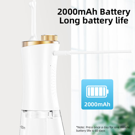 Portable Electric Water Flosser with 350ml Tank & 3 Nozzles, IPX7 Waterproof