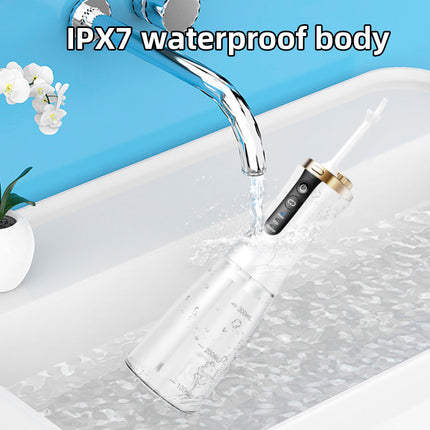 Portable Electric Water Flosser with 350ml Tank & 3 Nozzles, IPX7 Waterproof