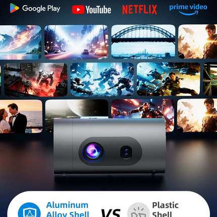 Smart Mini Projector 720P HD with Android 13, Auto Focus, Wi-Fi 6 and USB Connectivity