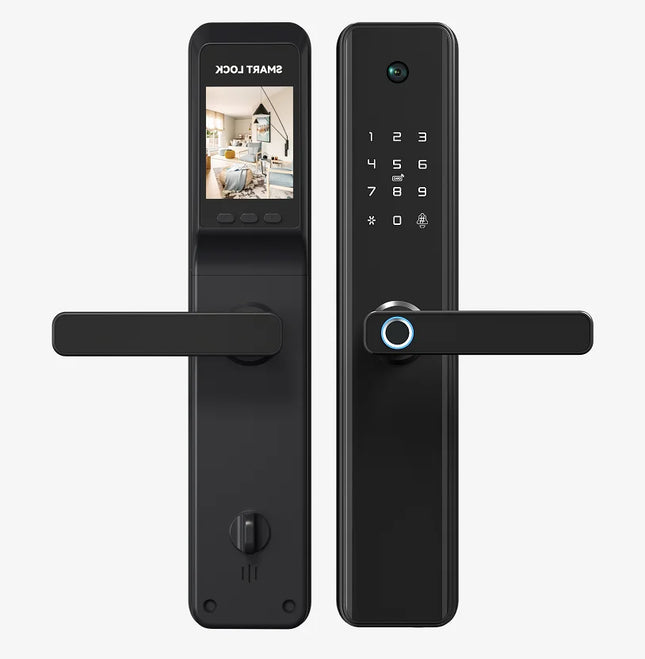 Smart WiFi Door Lock with Fingerprint, Face Recognition, Card & Key Access, Tuya App Control