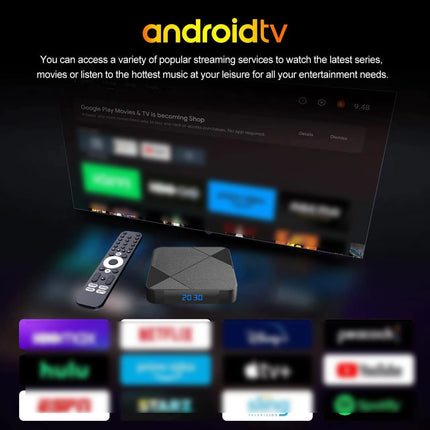 Smart Android TV Box 4K Streaming Media Player with Dual Band WiFi, 4GB RAM and Voice Remote