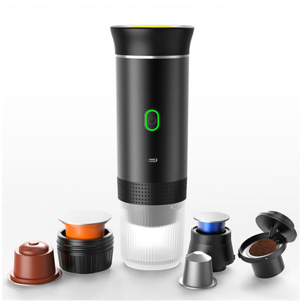 Cordless Portable Electric Coffee Maker 20 Bar Pressure 0.6L for Grounds & Capsules