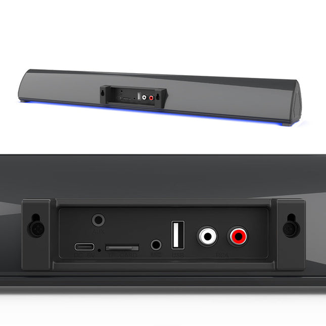 Wireless 20W Stereo Sound Bar with Bluetooth, FM Radio & Multi-Input Support for TV and Audio