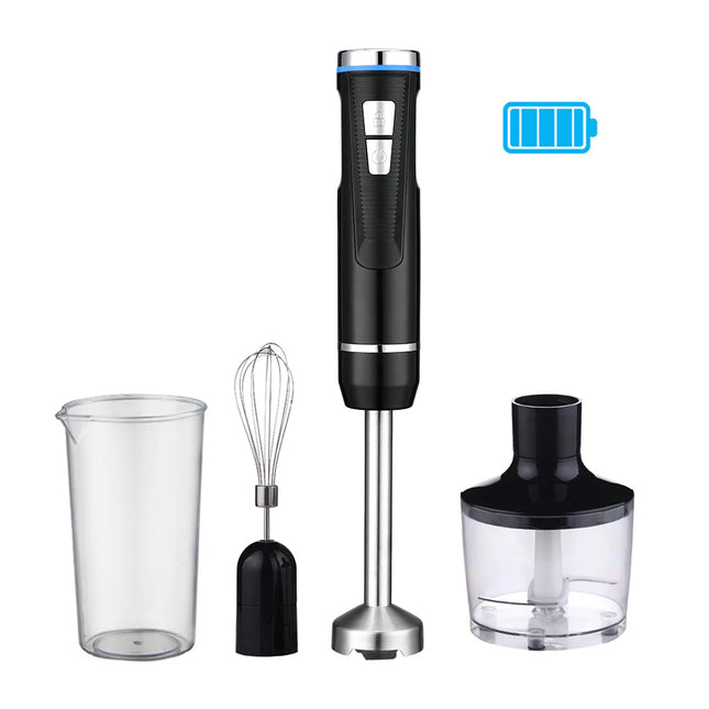 Rechargeable Cordless Hand Blender Set – 8-Speed Control, High-Performance 200W Motor with Whisk & Chopper