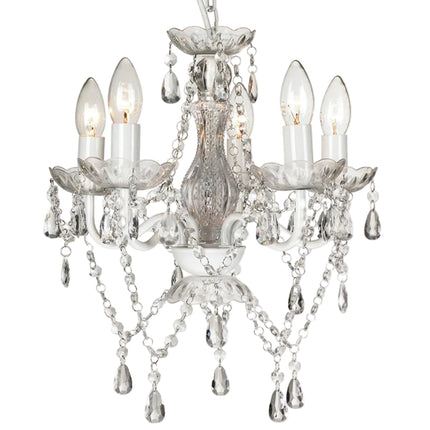 5-Light Gold Pendant Chandelier with Crystal Accents for Dining Room and Living Spaces