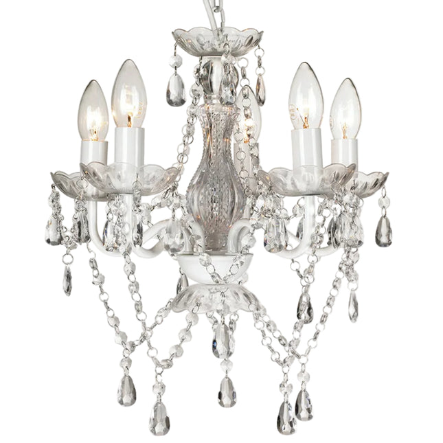 5-Light Gold Pendant Chandelier with Crystal Accents for Dining Room and Living Spaces