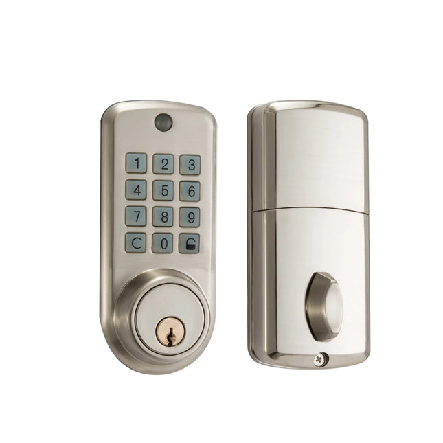 Electronic Door Lock with PIN Code, Remote Control, Mechanical Key and Adjustable Backset