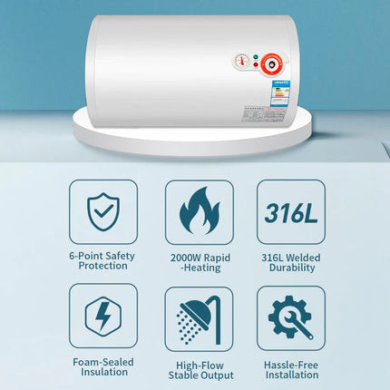Smart Wall-Mounted Electric Water Heater with Digital Touch Panel and Enamel Tank