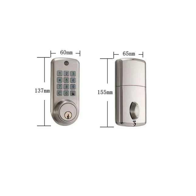 Electronic Door Lock with PIN Code, Remote Control, Mechanical Key and Adjustable Backset