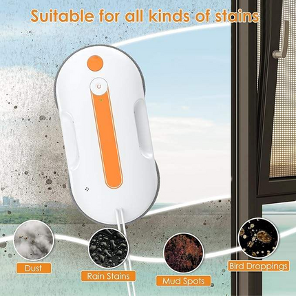 Smart Window Cleaning Robot with App & Remote Control, 3800Pa Suction, Dual Ultrasonic Spray – White