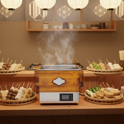 Commercial Electric Oden Cooker 220V Single Tank 9-Grid Food Warmer with Digital Control
