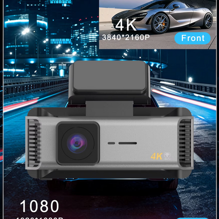 4K WiFi Dash Cam with Front and Rear Recording and 2.99 Inch Display