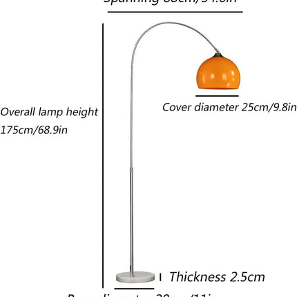 Tall Arc Floor Lamp with Acrylic Shade Adjustable Standing Light E27 Socket for Living Room