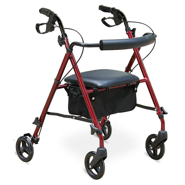 Folding Mobility Rollator with Padded Seat & Carry Basket – Heavy-Duty Aluminum Support Walker