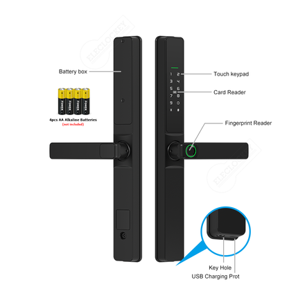 Sliding Smart Door Lock with Fingerprint, Password, Card & Key Access for Home & Office
