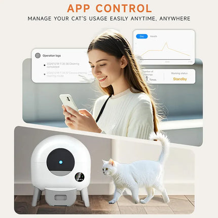 Self Cleaning Cat Litter Box with Smart App & Safety Sensors