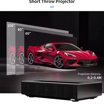 Ultra Short Throw Laser Projector with Android 11, WiFi 6 and Full HD Resolution