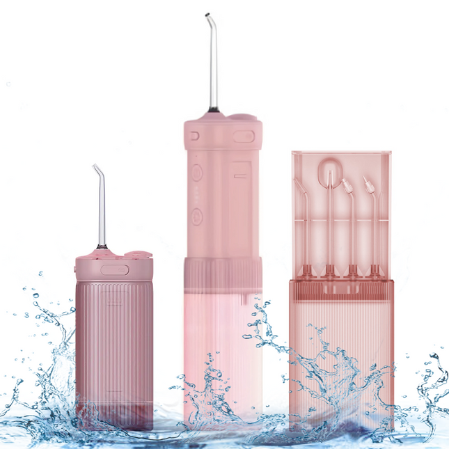 Rechargeable Cordless Water Flosser, IPX7 Waterproof, 360° Rotating Nozzles