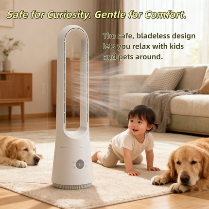 Slim Vertical Air Tower Fan with Dual Mode Heating & Cooling – Portable Indoor Unit (White)