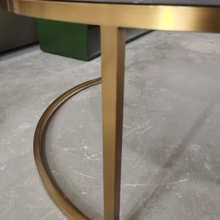 Convertible Round Living Room Coffee Table with Marble and Metal Base