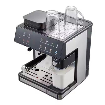 3-in-1 Espresso Coffee Machine with Built-in Grinder & Milk Frother