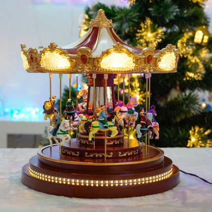 32cm LED Christmas Carousel Ornament with Rotation, Vertical Motion, Built-In Music and Bluetooth Speaker Function