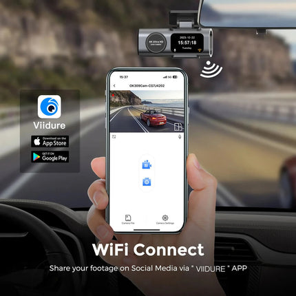 4K Dual Lens WiFi Dash Camera with Metal Housing and Parking Monitoring