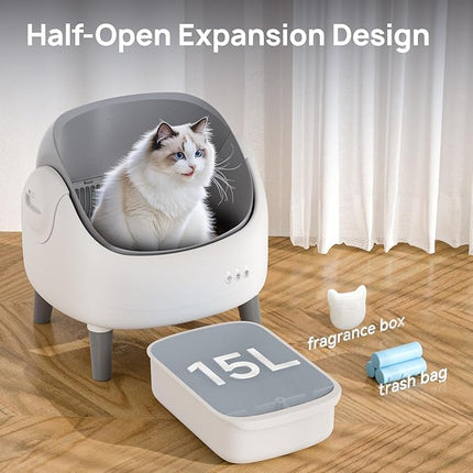 AI-Powered Automatic Cat Litter Box with Smart App Monitoring & Auto Waste Removal