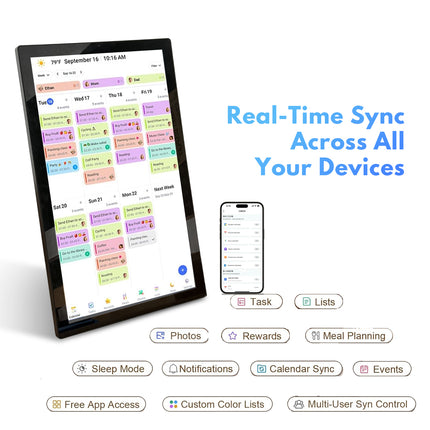 32" Smart Digital Calendar Wall Display WiFi Touchscreen Family Planner with Clock & Media Playback