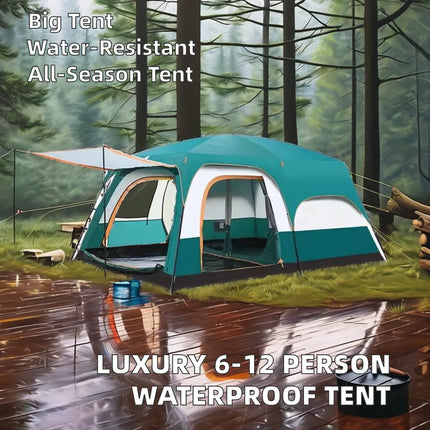 Spacious Two-Level Camping Tent with High Ceiling Design for Family & Group Use