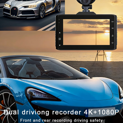 Dual Camera Dash Cam 4K UHD with Rear Camera, 3-inch Display and TF Card Support