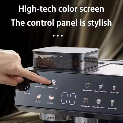 3-in-1 Espresso Coffee Machine with Built-in Grinder & Milk Frother