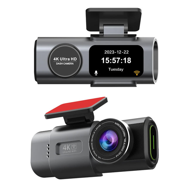 4K Dual Lens WiFi Dash Camera with Metal Housing and Parking Monitoring