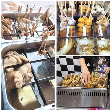 Portable Electric Oden Style Cooker 2400W Stainless Steel Multi Purpose Hot Pot and Skewer Cooker