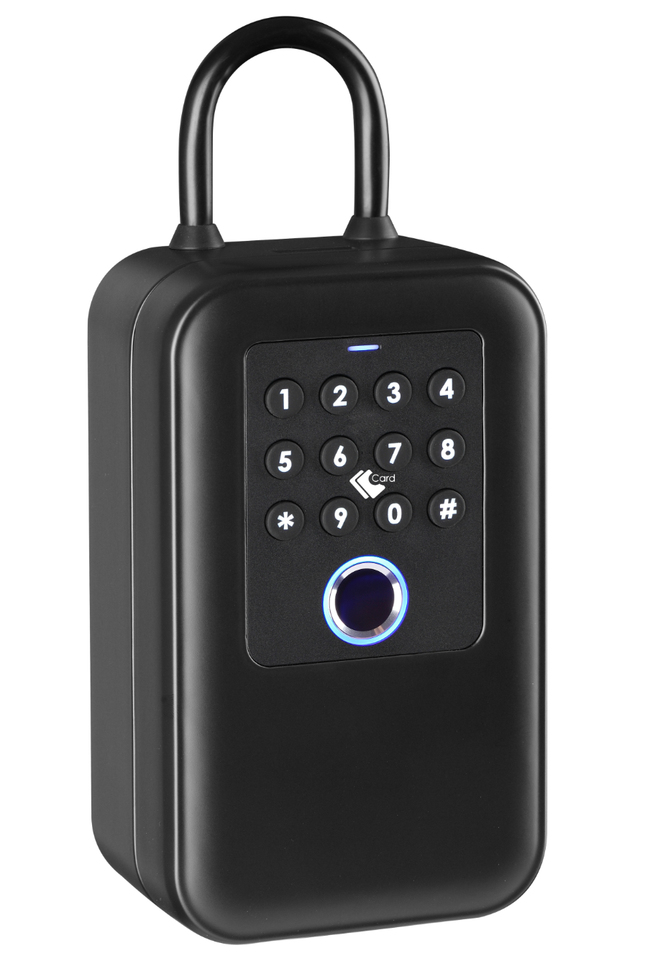 Smart Key Storage Lock Box with App Control, Fingerprint, Password, Card & Key Access, Outdoor Wall Mount