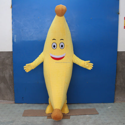 Adult Banana Mascot Outfit Soft Plush Full-Body Fruit Character Suit for Parties Events