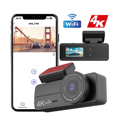 4K Dual Lens Car Dash Camera with WiFi App Control and Rear Camera Recording