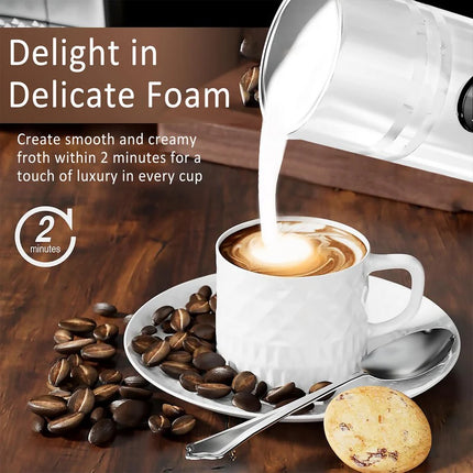 Premium 4-in-1 Milk Foam Maker & Warmer – Quiet 400W Electric Frothing System for Home Coffee Bar