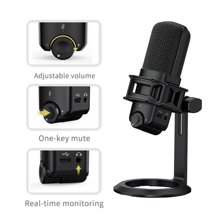USB Cardioid Condenser Microphone with Noise Reduction for Streaming, Voice Recording & Gaming
