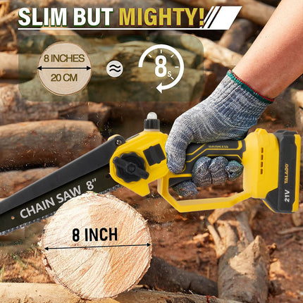 Compact 8 Inch Cordless Electric Chain Saw One-Hand Garden Branch Cutter 600W Brushless