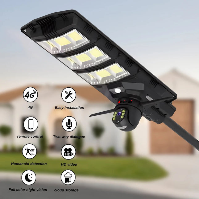 4MP 2K Solar PTZ Security Camera with Motion Detection and Street Light