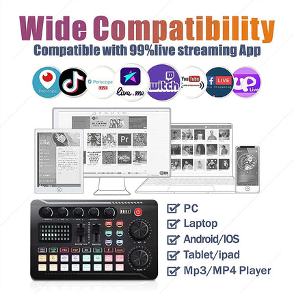 Wired Studio Condenser Microphone with Live Sound Card 20Hz to 20kHz for Streaming Podcast Music