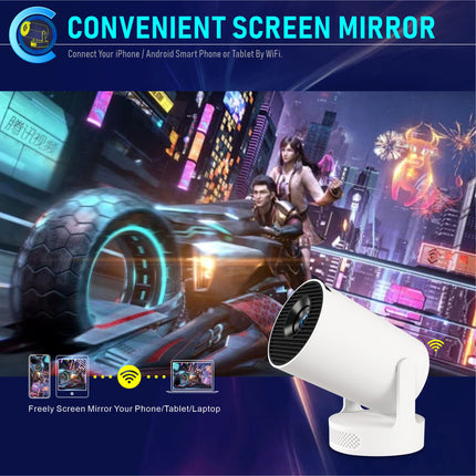 Compact Smart Android Projector WiFi 6 Bluetooth 5 HD Input 170 ANSI Lumens Portable Home Cinema