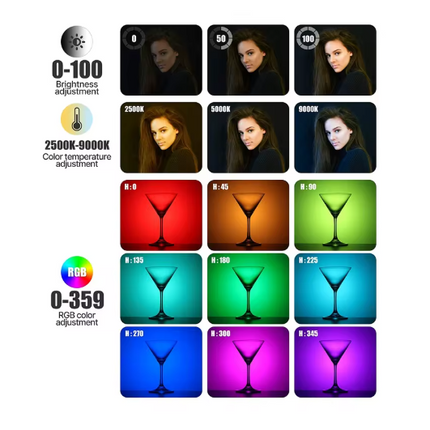 Rechargeable Pocket RGB Camera Light 5W Adjustable 2500 to 9000K for Live Streaming Selfies Shoots