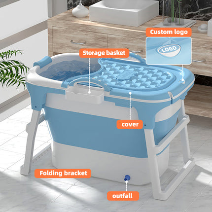 Portable Foldable Children’s Bathtub with Foot Roller & Storage Rack