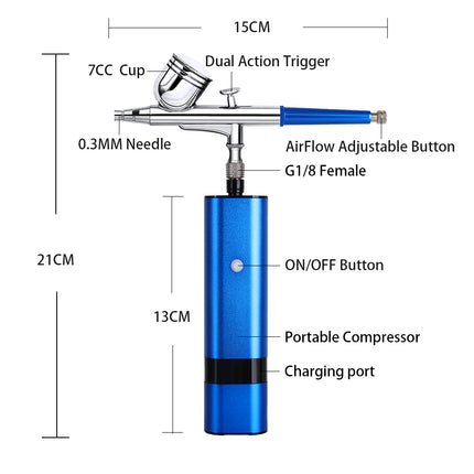 Cordless Portable 32 PSI Airbrush Kit for Makeup Nail Art Tattoo and Cake Decorating