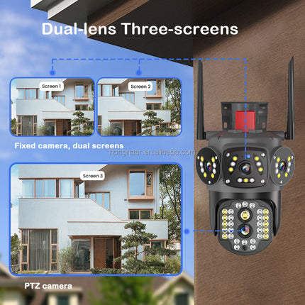 4MP Dual Lens 4G Wireless PTZ Security Camera Night Vision Motion Tracking